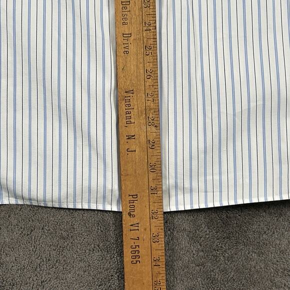 Ralph Lauren Men's XL White W/ Blue Stripes Button Down Long Sleeve Cotton Shirt - Picture 11 of 14